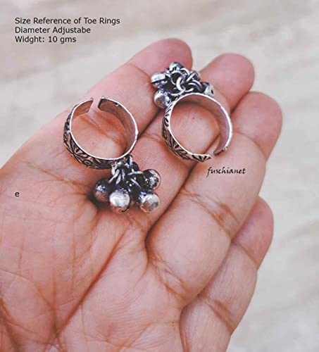 Fuschianet Accessories Pair Toe Rings Small Tone Ghungroo Toe Rings
